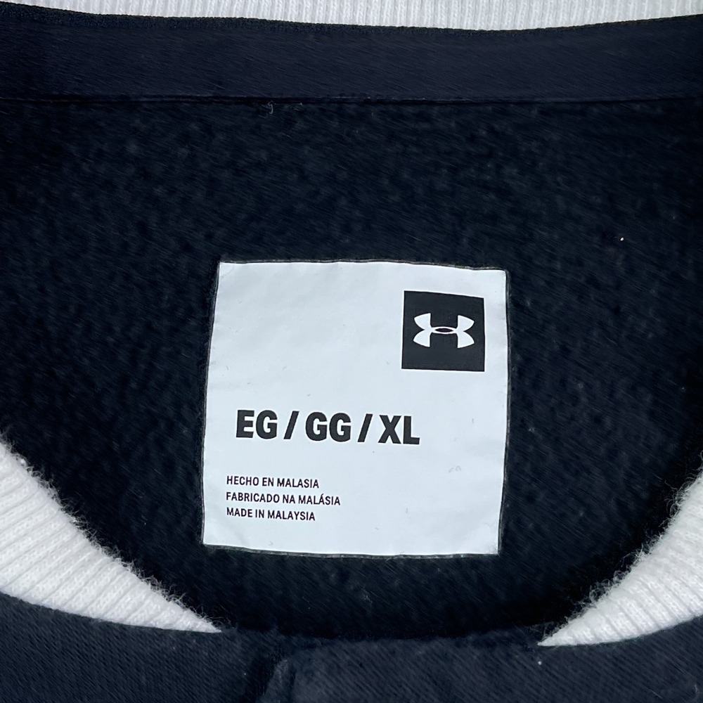 Under Armour‎ Jacket Mens XL Black Rival Fleece Amp Varsity Bomber Snap Front - Picture 7 of 14